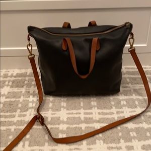 Madewell Transport Satchel Black and Cognac
